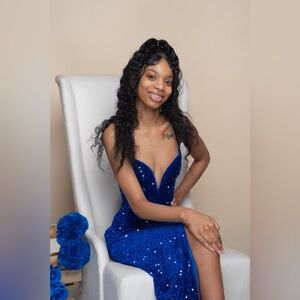 SHEIN SXY Split Thigh Lace Up Backless Sequins Cami Dress